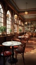 A 3D rendered French style restaurant, showcasing a vintage cafe interior Royalty Free Stock Photo