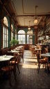 A 3D rendered French style restaurant, showcasing a vintage cafe interior Royalty Free Stock Photo