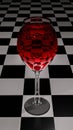 Glass of red wine on Chess board