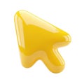 3d rendered glossy yellow cursor arrow icon 3D pointer symbol isolated on white Royalty Free Stock Photo