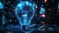 A 3D rendered glowing light bulb representing innovative thoughts and creativity.