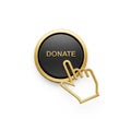 3D Rendered Gold Hand Cursor Clicking a Black \
