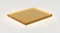 A 3D rendered golden square metallic object with smooth shiny surface and curved edges isolated on a plain white background Royalty Free Stock Photo