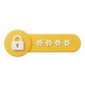 3D render of a yellow security icon with a lock and four white flower-shaped password dots Royalty Free Stock Photo