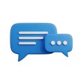 Two blue 3D speech bubbles one larger than the other with white lines and dots on a white background Royalty Free Stock Photo