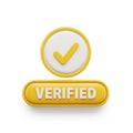 Yellow Verified Check Mark Icon And Button On White Background tick Royalty Free Stock Photo