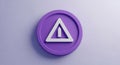 3D Rendered Purple Circle with White Triangle Warning Symbol and Arrow Inside sign alert Royalty Free Stock Photo