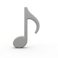 3D Rendered Gray Musical Eighth Note Symbol on White Background Royalty Free Stock Photo