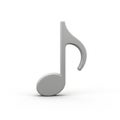3D Rendered Gray Musical Eighth Note Symbol on White Background musical note sound Royalty Free Stock Photo