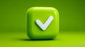 3d rendered green rounded square icon with a white checkmark symbol representing confirmation and approval on a smooth vibrant Royalty Free Stock Photo