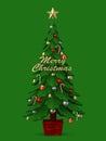 Christmas tree with colorful ornament, 3D illustration