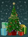 Christmas tree with lot of present , 3D illustration