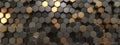 3 D Rendered Hexagonal Pattern Background with Shiny Gold and Dark Gray Tiles Royalty Free Stock Photo
