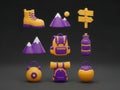 3d rendered hiking gear collection Royalty Free Stock Photo