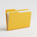 Yellow 3D folder icon with stacked papers on a white background file document Royalty Free Stock Photo