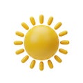 3D Yellow Sun Icon with Rays on White Background symbol Royalty Free Stock Photo