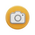 3D Rendered Camera Icon with Yellow Circle Background on White symbol Royalty Free Stock Photo