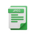 3D icon representing aJPEG file format with a green label and document pages jpeg Royalty Free Stock Photo