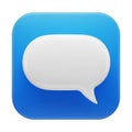 3D Speech Bubble Icon on a Blue Rounded Square Background chat message Royalty Free Stock Photo