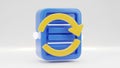 3D Blue Folder Icon with Yellow Refresh Arrows on White Background sync update Royalty Free Stock Photo