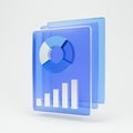 A 3D-rendered icon of business analytics shown on a blue translucent web browser. Royalty Free Stock Photo