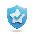 Blue Shield Icon with White Star and Blue Check Mark on Transparent Background security Royalty Free Stock Photo