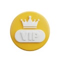 Yellow Circle Icon with White VIP Text and Crown Symbol on White Background badge emblem Royalty Free Stock Photo