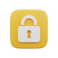 3D Rendered Yellow Icon of a White Padlock Symbol on a White Background security Royalty Free Stock Photo