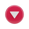 Glossy Red Circle with White Downward Pointing Triangle Icon on White Background symbol Royalty Free Stock Photo