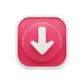 3D Rendered Pink Square Icon With White Downward Arrow download symbol Royalty Free Stock Photo