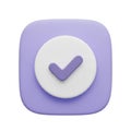 Purple rounded square icon with a white circle and a purple checkmark on a white background Royalty Free Stock Photo