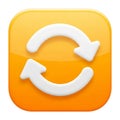 3D Icon with Two White Arrows Forming a Circular Refresh or Sync Symbol on Orange Square Royalty Free Stock Photo