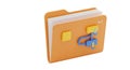3D Orange Folder Icon with Flowchart Elements Royalty Free Stock Photo
