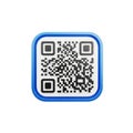 3D Rendered Blue QR Code Icon with Black and White Pattern on White Background qr code Royalty Free Stock Photo