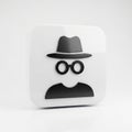 3D Rendered Incognito Mode Icon with Hat and Glasses on White Square Background privacy Royalty Free Stock Photo
