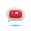 3D Live Streaming Icon in a Speech Bubble on White Background chat Royalty Free Stock Photo