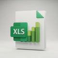 Microsoft excel xls file icon with data chart visualization elements isolated on white background Royalty Free Stock Photo