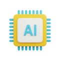 Yellow and Blue 3D Processor Chip with AI Text on a White Background artificial intelligence Royalty Free Stock Photo