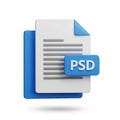 3DPSD File Icon with Blue Folder and Document on White Background symbol Royalty Free Stock Photo