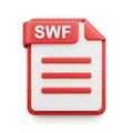 3D Red and White SWF File Icon with Document Symbol and Lines image photo Royalty Free Stock Photo