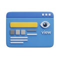 3D User Interface Window Icon with Eye Symbol and View Text image photo Royalty Free Stock Photo