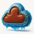 Icy Cloud Icon with Leather Texture symbol technology Royalty Free Stock Photo