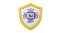 3DAI Chip Shield Icon on White Background Symbolizing Artificial Intelligence Security and Protection Royalty Free Stock Photo
