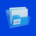 A 3D-rendered image of a CSV file icon featuring a files folder.