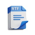 3D Rendered Icon of Stacked RTF Document Files on White Background RTF file document icon Royalty Free Stock Photo