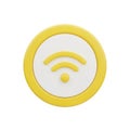 3D Rendered Yellow and White Wi- Fi Symbol Icon on White Background wi-fi wifi Royalty Free Stock Photo