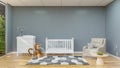 3d rendered illustration of a baby room with baby bed and large stuffed toy animal Royalty Free Stock Photo