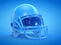 A blue football helmet