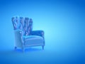 A blue leather arm chair