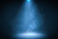 3D rendered illustration of blue spotlight background with smoke Royalty Free Stock Photo